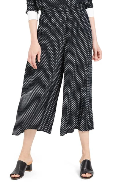 Theory Polka Dot Fluid Pull-on Crepe Trousers In Black Multi