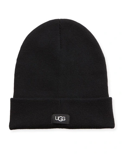 Ugg Men's Solid Knit Beanie Hat In Black