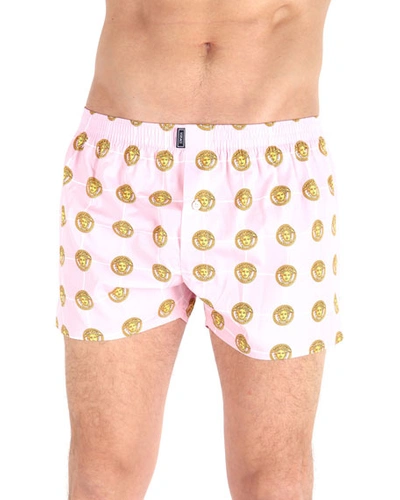 Versace Men's Medusa-head Print Boxers In Rose