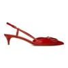 Valentino Garavani Women's Vlogo Leather Slingback Pumps In Red