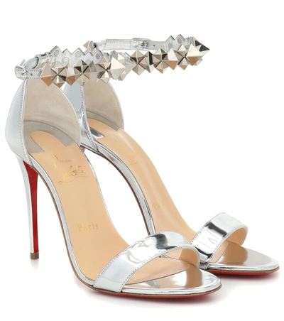 Christian Louboutin Planetava Patent Leather Sandals In Silver