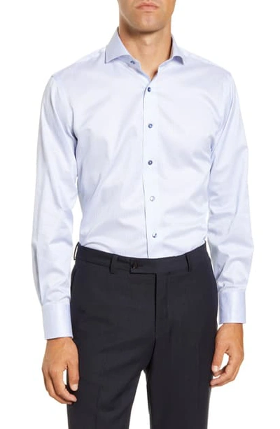 Lorenzo Uomo Trim Fit Stripe Dress Shirt In White/ Blue