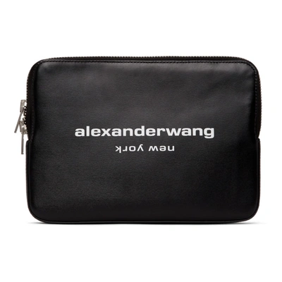 Alexander Wang Zipped Logo Print Clutch Bag In Black,white
