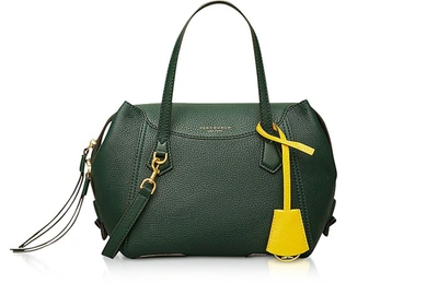 Tory Burch Perry Small Satchel In Forest Green