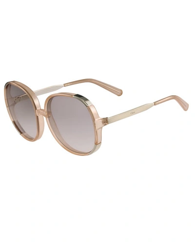 Chloé Myrte Capped Square Sunglasses, Neutral In Neutral Pattern