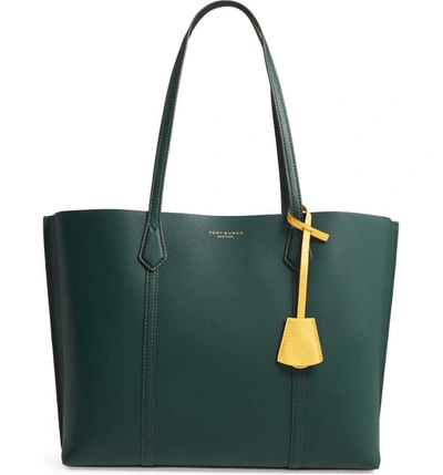 Tory Burch Perry Leather Tote In Pine Tree