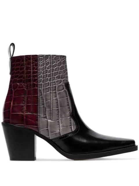 croc embossed ankle boots