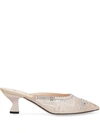 Fendi Women's Colibri Crystal-embellished Mesh Mules In Neutrals