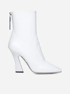 Fendi Karligraphy Embossed Leather Ankle Boots In Bianco