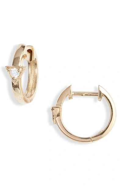 Anzie Cleo Diamond Huggie Hoop Earrings In Gold/ Diamond