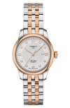 Tissot Le Locle Automatic Diamond Bracelet Watch, 29mm In Silver/mop/rose Gold