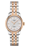 Tissot Le Locle Automatic Diamond Bracelet Watch, 29mm In Silver/rose Gold