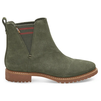 Toms Cleo Water Resistant Chelsea Boot In Dusty Olive Suede