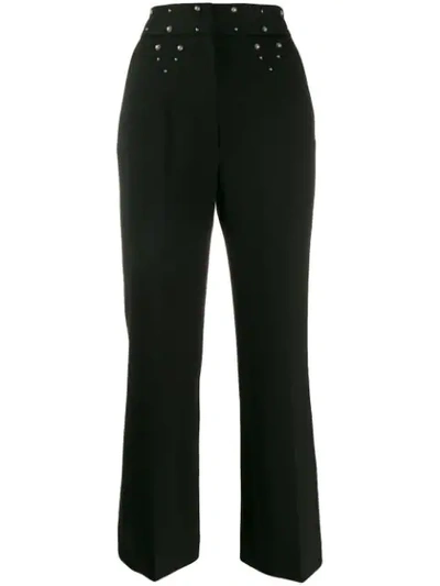 Sandro Studdy Stud Detail Flare Crop Trousers In Black