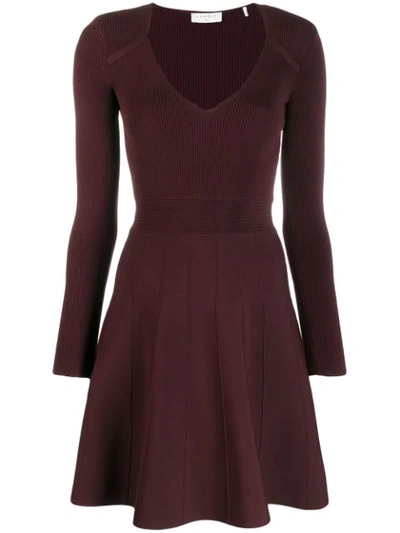 Sandro Otane Pearly Cuff Long Sleeve Fit & Flare Dress In Brown