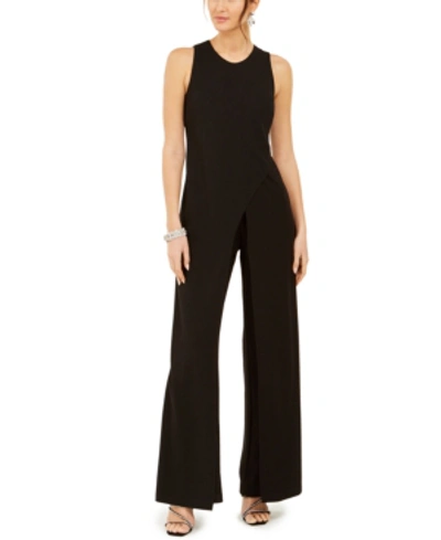 Adrianna Papell Overlay Jumpsuit In Black