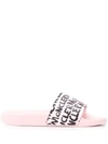 Moncler Graffiti Logo Print Slide Sandals In Pink