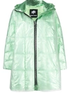 Ienki Ienki Raincoat Pvc And Quilted Foiled Shell Hooded Down Coat In Green