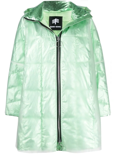 Ienki Ienki Raincoat Pvc And Quilted Foiled Shell Hooded Down Coat In Green