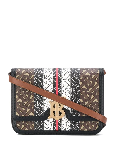 Burberry Small Monogram Stripe E-canvas Tb Bag In Tb Monogram