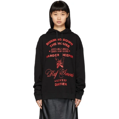 Raf Simons Black Burning Down Hoodie In 00099 Black