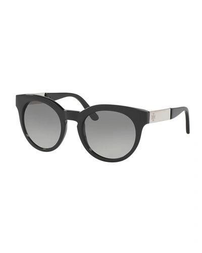 Tory Burch Rounded Square Gradient Sunglasses, Vintage Tortoise In Black