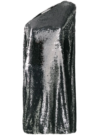 Stella Mccartney Sequined One-shoulder Dress In Black
