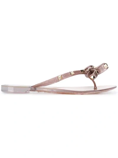 Valentino Garavani Rockstud Bow Flip Flops In Multicolor