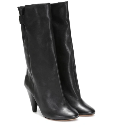 Isabel Marant 90mm Lakfee Tall Leather Boots In Black