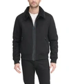 Dkny Men's Faux Shearling Bomber Jacket With Faux Fur Collar, Created For Macy's In Black