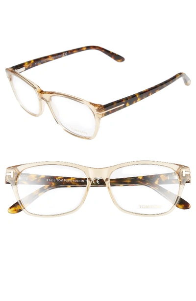 Tom Ford Two-tone Square Optical Frames, Champagne In Shiny Light Brown
