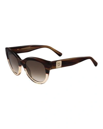Mcm Cat-eye Two-tone Visetos Sunglasses In Black Pattern