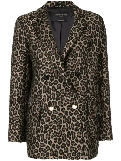 Mother Of Pearl Francis Double-breasted Leopard-jacquard Blazer In Brown