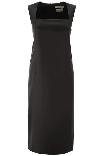 Bottega Veneta Satin Midi Dress In Black