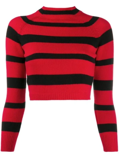 Miu Miu Black & Red Striped Virgin Wool Knitwear