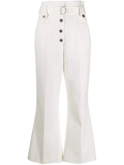 Miu Miu White Cotton Tailored High Waist Pants