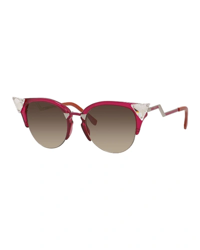 Fendi Iridia Cat-eye Crystal-tip Sunglasses