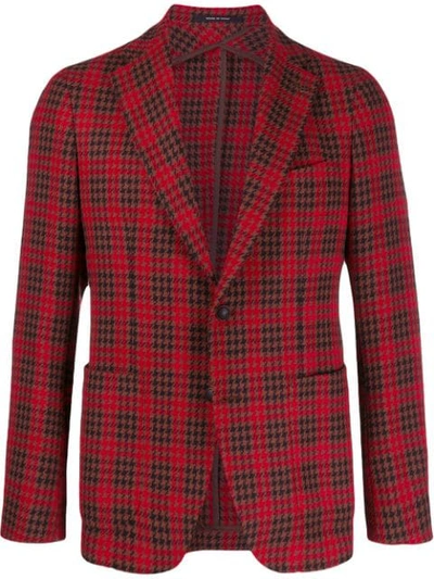 Tagliatore Houndstooth Check Tailored Blazer In Red