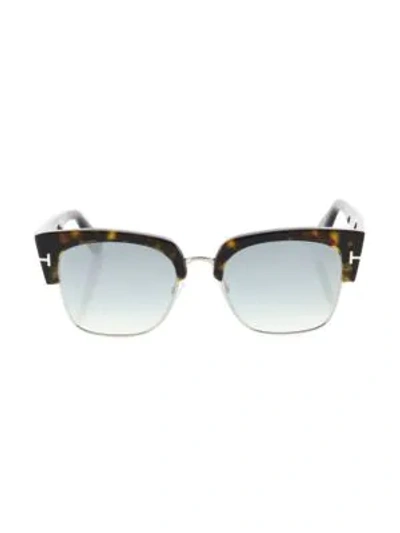 Tom Ford Dakota Semi-rimless Cat-eye Flash Sunglasses, Turquoise/dark Havana In Brown Blue