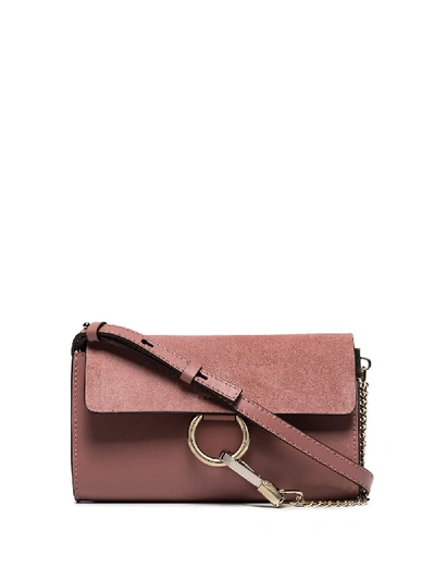 Chloé Faye Leather Clutch In Pink