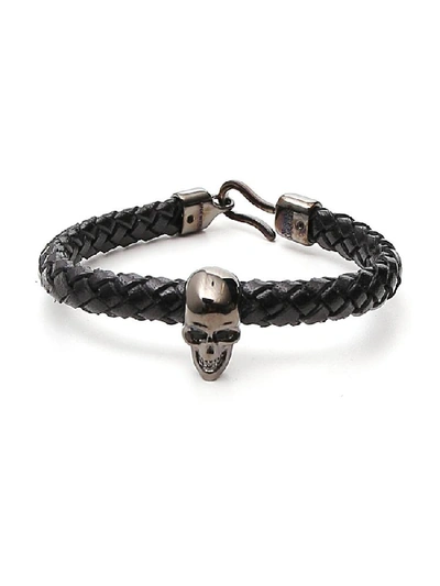 Alexander Mcqueen Skull Pendant Bracelet In Black