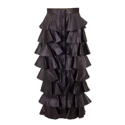 Saint Laurent Women's Black Leather Skirt