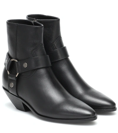 Saint Laurent West Leather Ankle Boots In Black