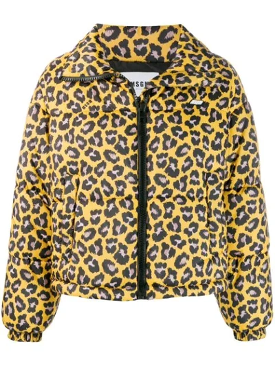 Msgm Yellow Polyester Down Jacket