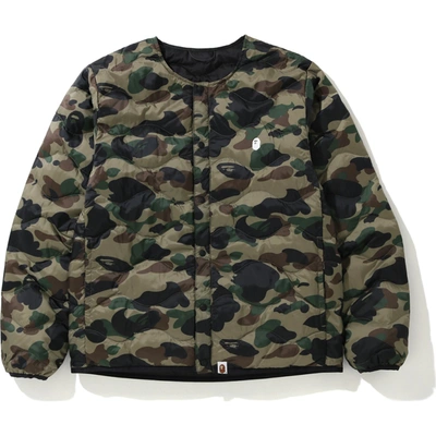 Pre-owned Bape  1st Camo Light Weight Down Jacket Green