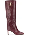 Jimmy Choo Mahesa 65 Logo Plaque Boots In Red