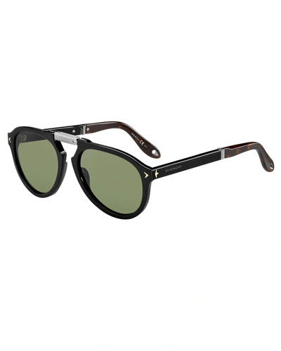 Givenchy Foldable Aviator Sunglasses, Black
