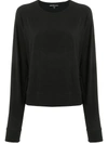 James Perse Long Sleeve Cotton Modal Blend Crew Neck T-shirt In Black