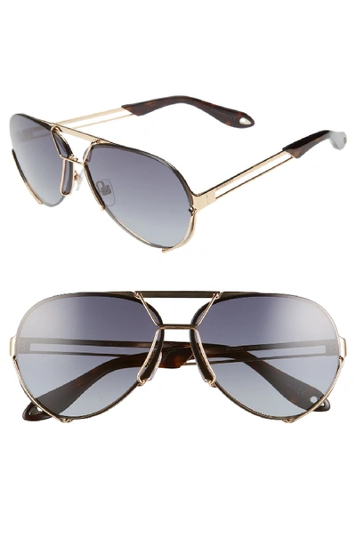 Givenchy 65mm Aviator Sunglasses - Gold/ Grey