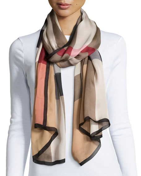 Washed Mulberry Silk Scarf In Camel 